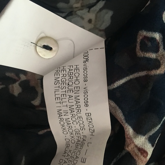 Zara navy floral semi-sheer cape blouse XS - Picture 11 of 12